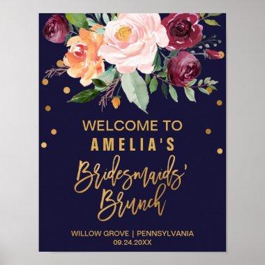 Autumn Floral Bridesmaids' Brunch Welcome Poster