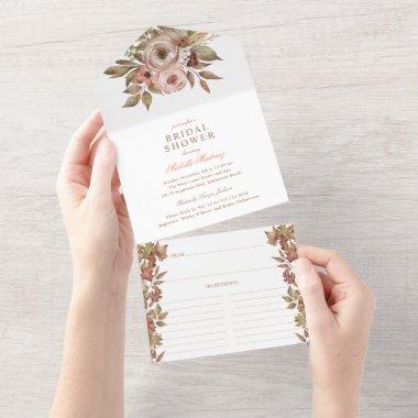 Autumn Floral Fall Bridal Shower and Recipe All In One Invitations