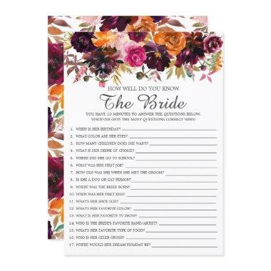 Autumn Floral How Well Do You Know The Bride Game Invitations