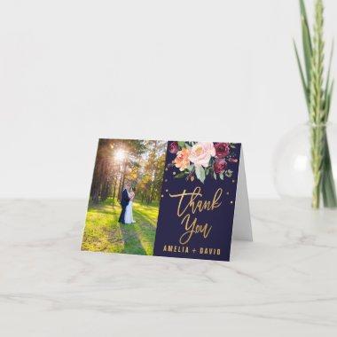 Autumn Floral Photo Thank You Invitations