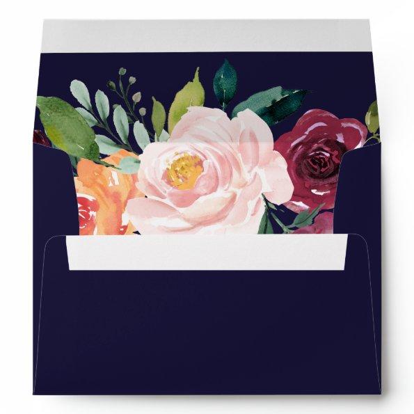 Autumn Floral Rose Gold Wedding Invitations Envelope