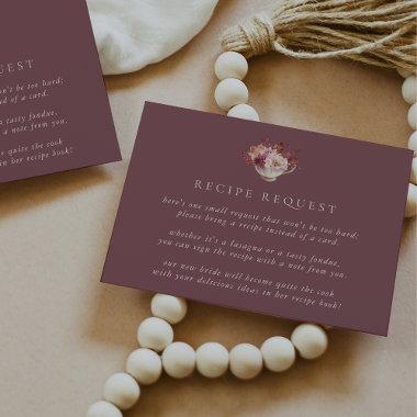 Autumn Floral Teacup Bridal Shower Recipe Request Enclosure Invitations