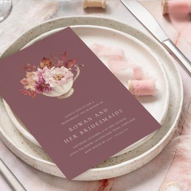 Autumn Floral Teacup Fall Bridesmaids Tea Invitations