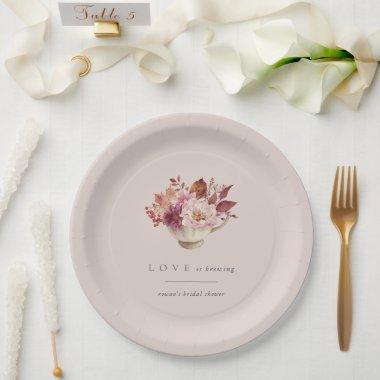 Autumn Floral Teacup Love Is Brewing  Paper Plates