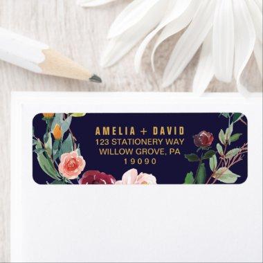 Autumn Floral Wedding Return Address Label