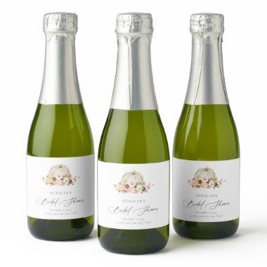 Autumn Floral White Pumpkin  Sparkling Wine Label