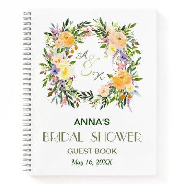 Autumn Floral Wreath Bridal Shower Guest Book