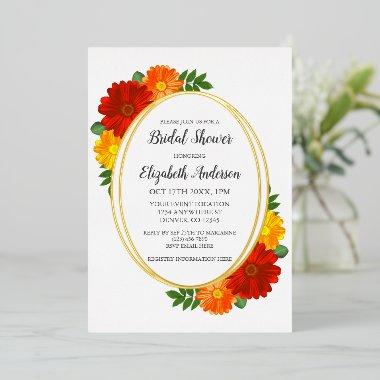 Autumn Florals Bridal Shower Foil Invitations