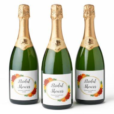 Autumn Florals Bridal Shower Sparkling Wine Label