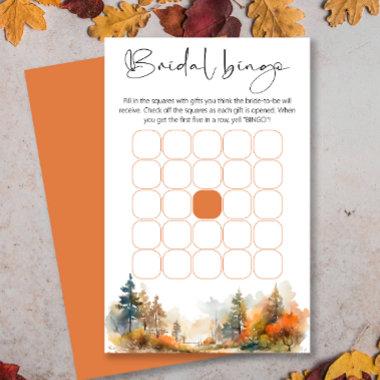 Autumn Forest bridal shower bingo game