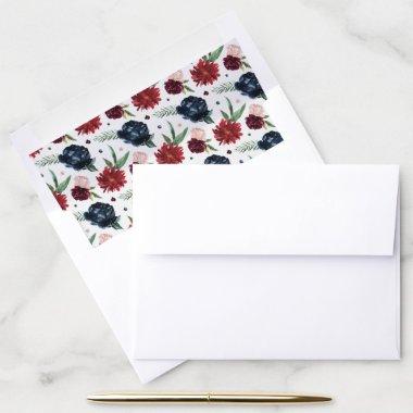 Autumn Garden | Burgundy Large Floral Pattern Envelope Liner