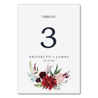 Autumn Garden | Burgundy Table Number