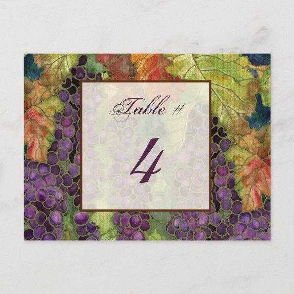 Autumn Grape Leaf Table Number Card