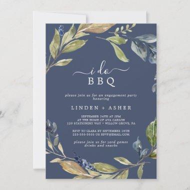 Autumn Greenery | Navy I Do BBQ Engagement Party Invitations