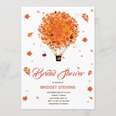 Autumn hot air balloon bridal shower Invitations