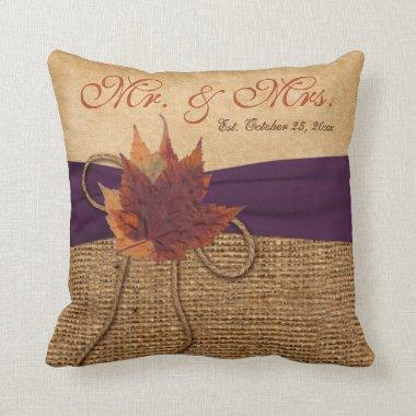 Autumn Leaves, FAUX Burlap Wedding Pillow