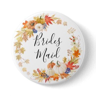 Autumn Leaves Pumpkin Bridesmaid Button