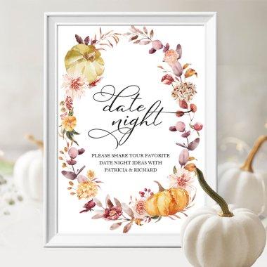 Autumn Leaves Pumpkin Fall Date Night Jar Sign