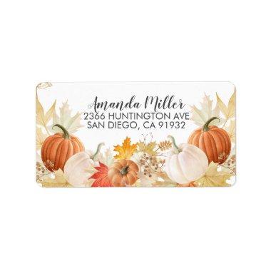 Autumn Leaves Pumpkins Return Address Label