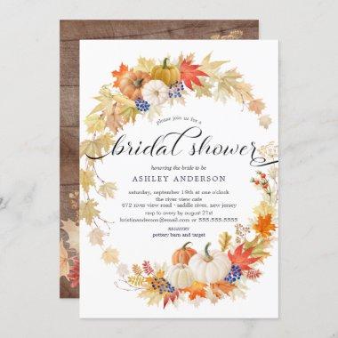 Autumn Leaves Wreath Bridal Shower Invitations