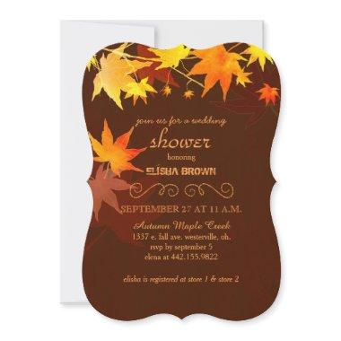 Autumn Maple Chocolate Brown Bridal Shower Invitations