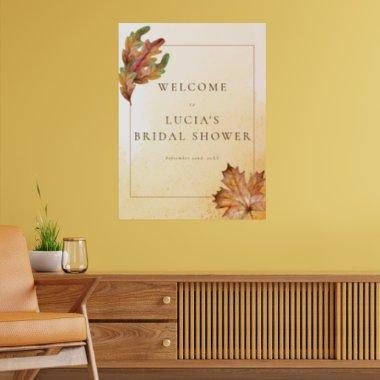Autumn Maple Leaf Watercolor Bridal Shower Welcome Poster