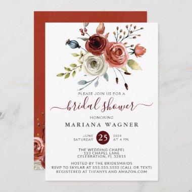 Autumn Mix Watercolor Floral Bridal Shower Invitat Invitations