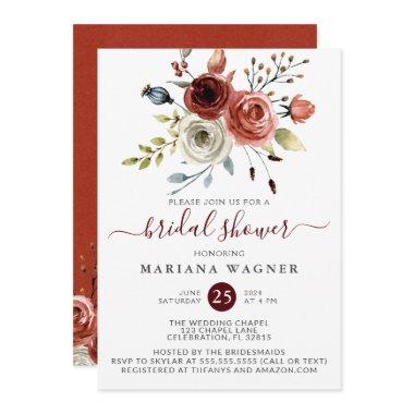 Autumn Mix Watercolor Floral Bridal Shower Invitat Invitations