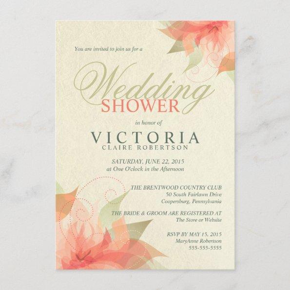 Autumn Orange Floral Wedding Shower Invitations