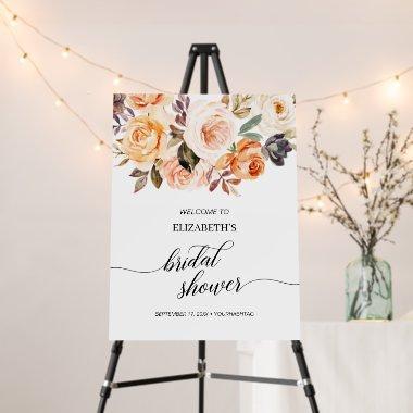 Autumn Orange Gold Floral Bridal Shower Welcome Foam Board