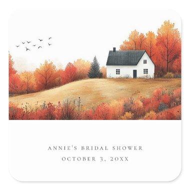 Autumn Peaceful Countryside Wedding  Square Sticker