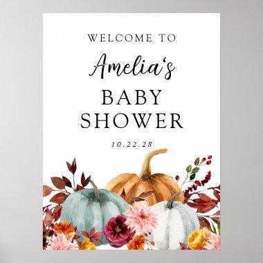 Autumn Pumpkin Baby Shower Welcome Foam Board Poster