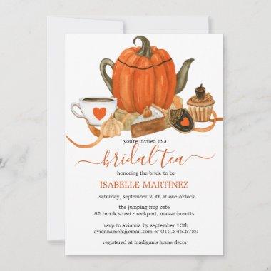 Autumn Pumpkin Bridal Shower Tea Invitations