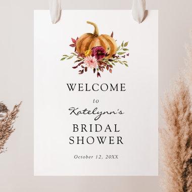 Autumn Pumpkin Florals Bridal Shower Welcome Sign