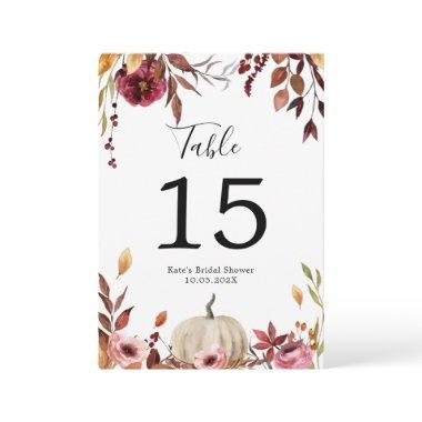 Autumn Pumpkin Personalized Table Number