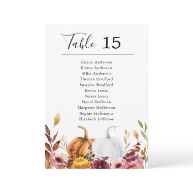 Autumn Pumpkins Table Card Seating Chart