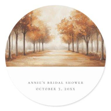 Autumn Quiet Country Road  Classic Round Sticker