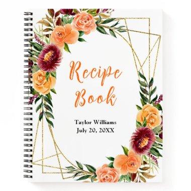 Autumn Red and Orange Floral Recipe Book
