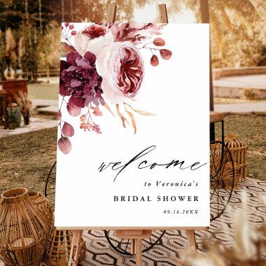 Autumn Romance Floral Bridal Shower Welcome Foam Board