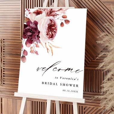 Autumn Romance Floral Bridal Shower Welcome Sign