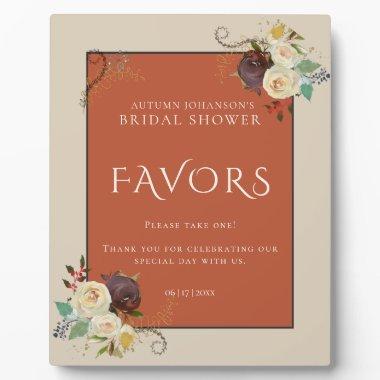 Autumn Roses Bridal Shower Favors Plaque