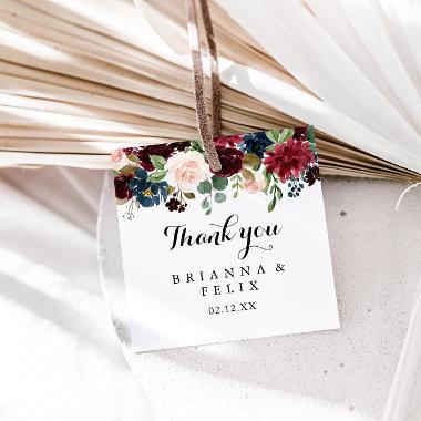 Autumn Rustic Burgundy Modern Calligraphy Wedding Favor Tags