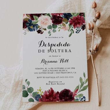 Autumn Rustic Calligraphy Spanish Bridal Shower Invitations