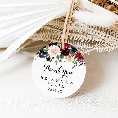 Autumn Rustic Calligraphy Thank You Wedding Favor Classic Round Sticker