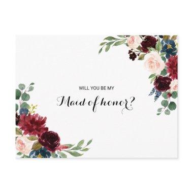 Autumn Rustic Dazzling Burgundy Maid of Honor Invitation Post