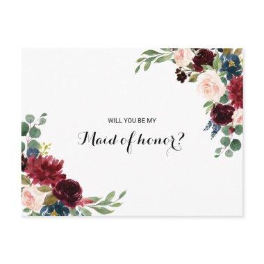 Autumn Rustic Dazzling Burgundy Maid of Honor Invitation PostInvitations