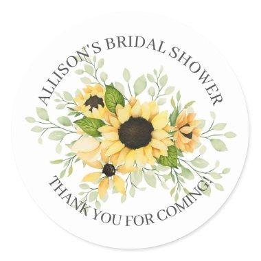 Autumn Sunflower Bridal Shower Thank You Shower Classic Round Sticker