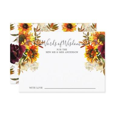 Autumn Sunflower Floral Words of Wisdom Invitations