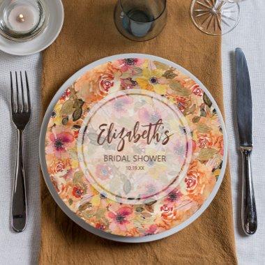 Autumn Watercolor Flowers  Paper Plates