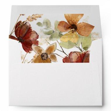 Autumn Watercolor Wildflowers Fall Wedding Envelope